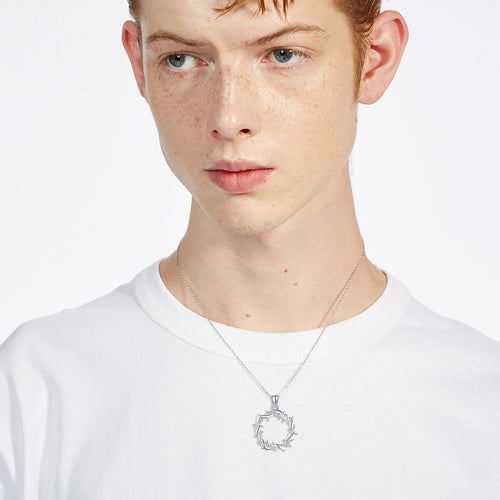 Diamond-Encrusted Thorn Ring Necklace