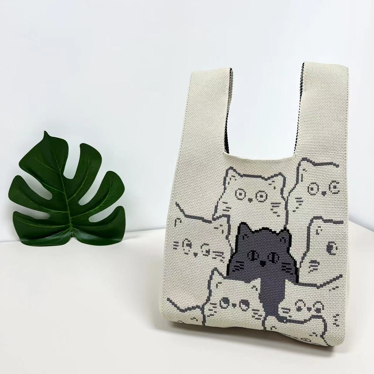 Floral Knitted Tote Bag