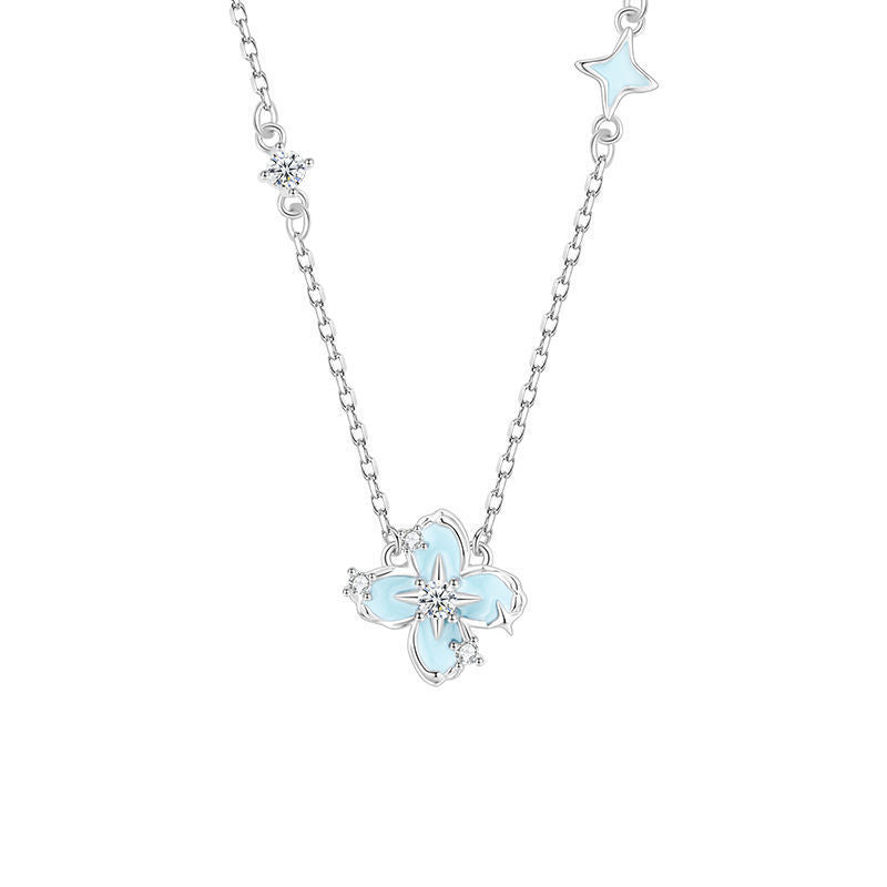 Fluorescent Starburst Four-Leaf Clover Necklace