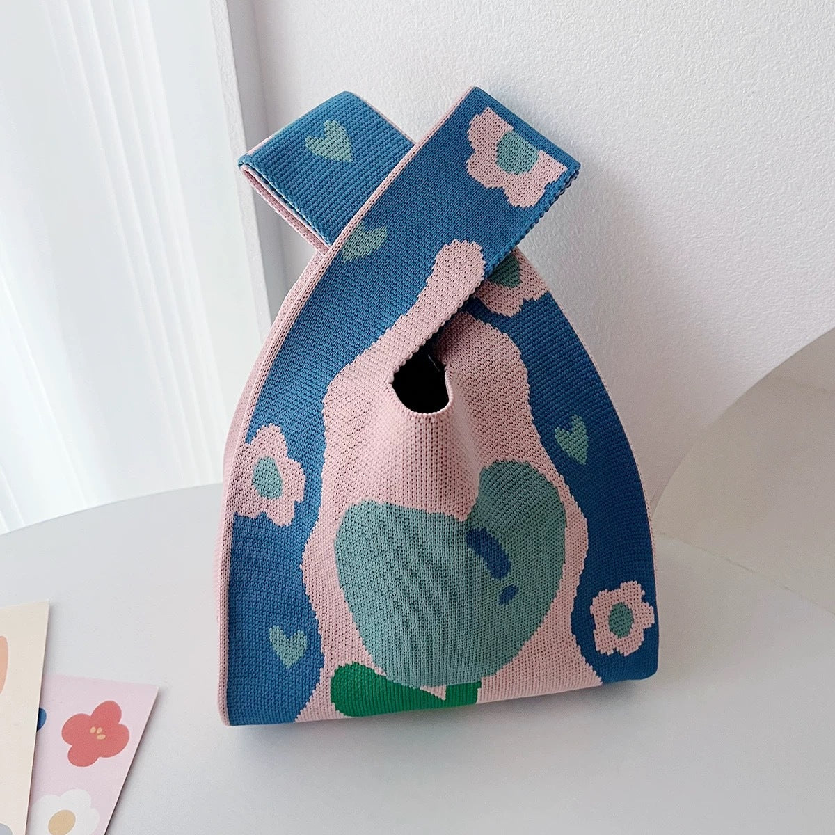 Floral Knitted Tote Bag